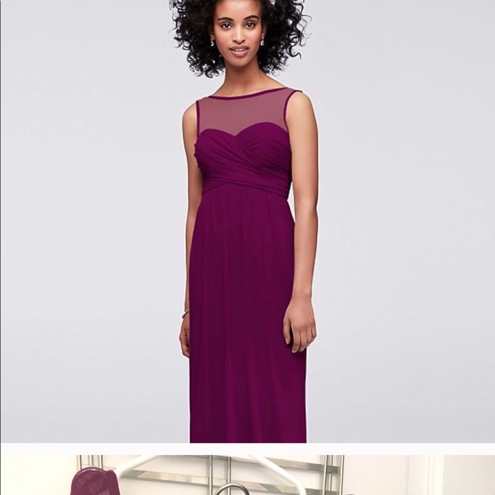 David's Bridal Long Mesh w/ Illusion neck. F15927